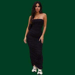 Dynamite Black Strapless Ruched Maxi Dress Size L – Bodycon Going Out